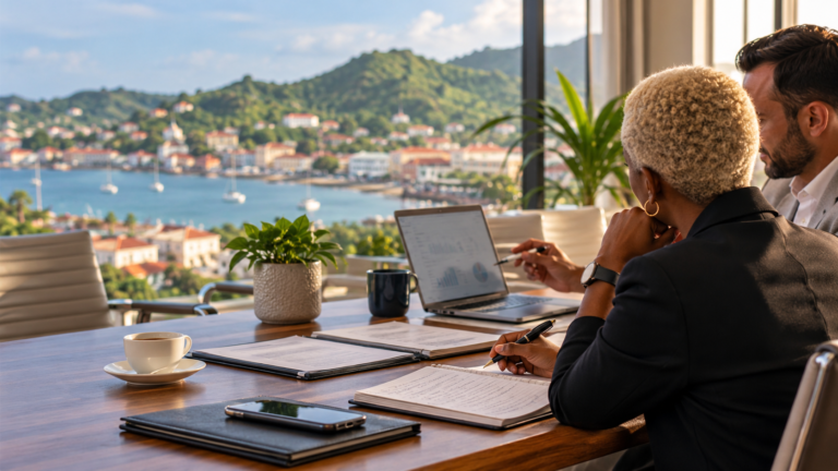 Workforce advisory meeting discussing cross-border employment and Employer of Record arrangements in Grenada